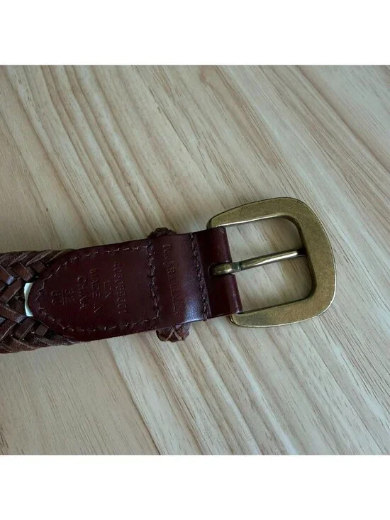 Polo Ralph Lauren Womens Braided Leather Belt With Brass Buckle Size 32 - Picture 5 of 16